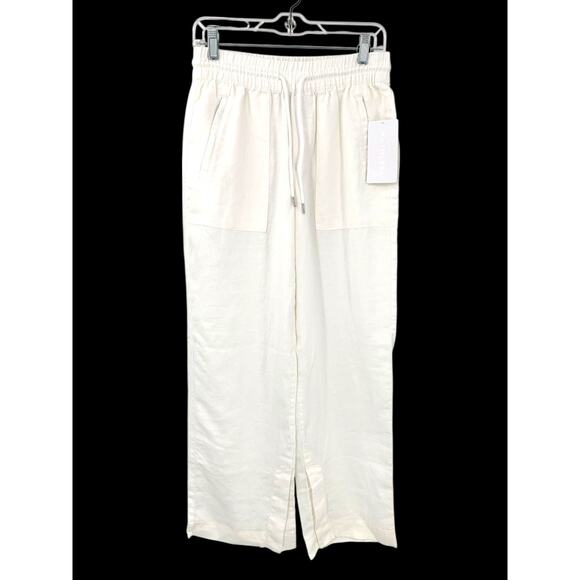 Athleta Pants - New Athleta Retreat 100% Linen Wide Leg Pull On High Rise White Pants XS